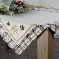 Stolnjak goblen s motivom zlatne pahulje i ukrasnim kariranim rubom 90x90 Angel