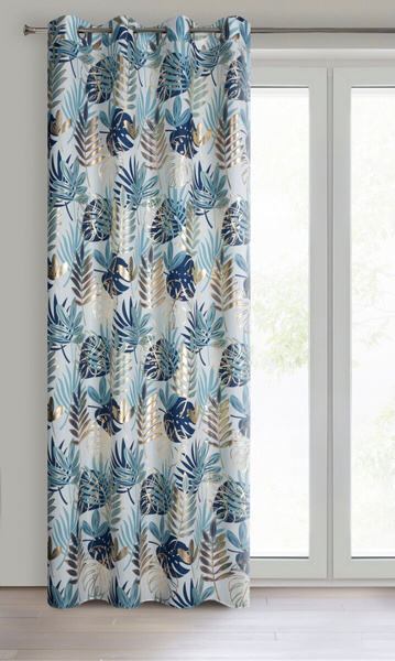 Zavjesa 140x250 s motivom egzotičnog lišća i sjajnim printom Malta
