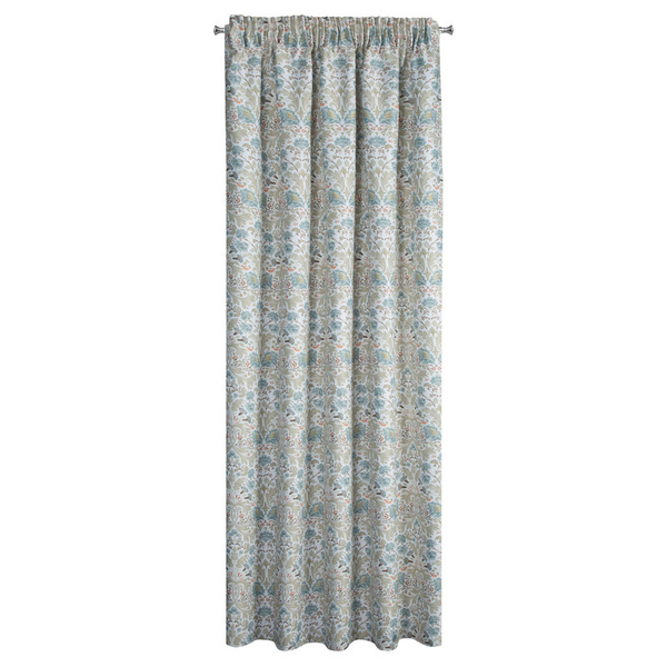 Zavjesa za zamračivanje, bijela i plava, ukrašena biljnim printom, 135x270 cm- ASHLEY