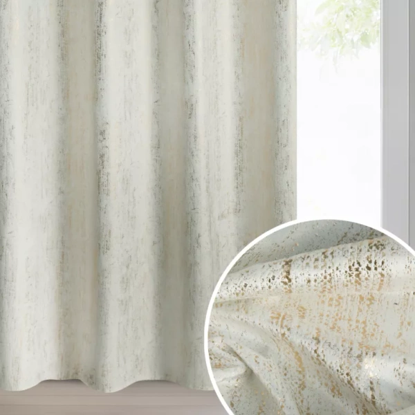 Baršunasta zavjesa 140x250 ukrašena zlatnim uzorkom i zlatnim ušicama - DARA