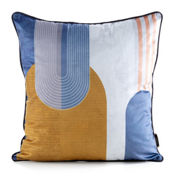 Baršunasta jastučnica 45x45 ukrašena geometrijskim uzorkom i ukrasnim rubom VELVET