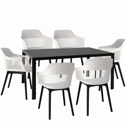 Plastična vrtna stolica s naslonima za ruke, vrlo čvrsta stolica, crno-bijela boja