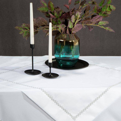 Set od 4 komada bijelih podmetača za stol s ukrasnom obrubom i srebrnim obrubom30x40 Elima