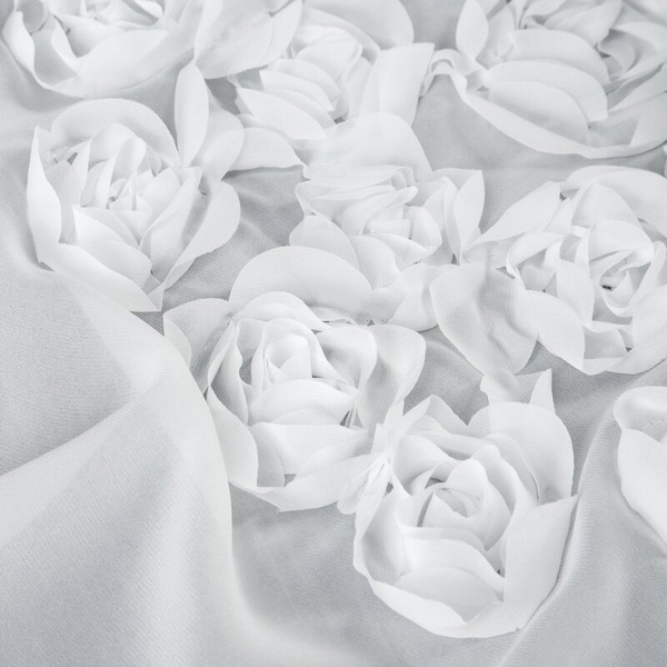 Bijela šifonska zavjesa ukrašena trodimenzionalnim ružama, 350x160 cm, traka - DIANA