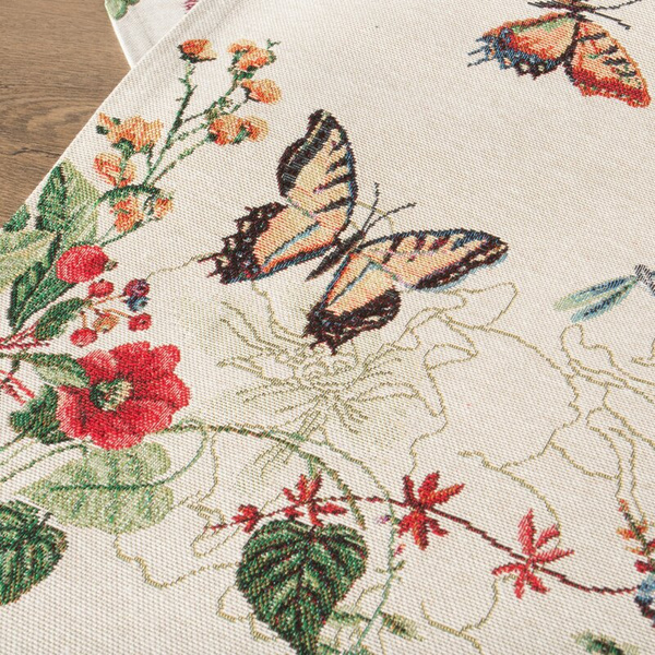 Goblen nadstolnjak 40x100 ukrašen tkanim cvjetnim motivom 
