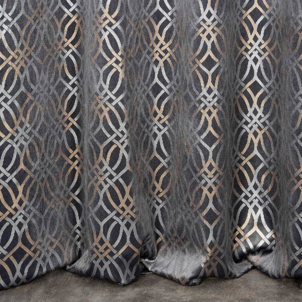 Zavjesa od baršuna sa osjenčanim srebrnim i zlatnim uzorkom u boho stilu 140x250 Areta