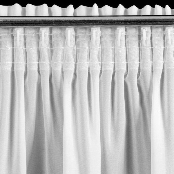 Bijela šifonska zavjesa ukrašena 3D aplikacijom ruže, 140x270 cm, traka - Roses 7- Eva Minge