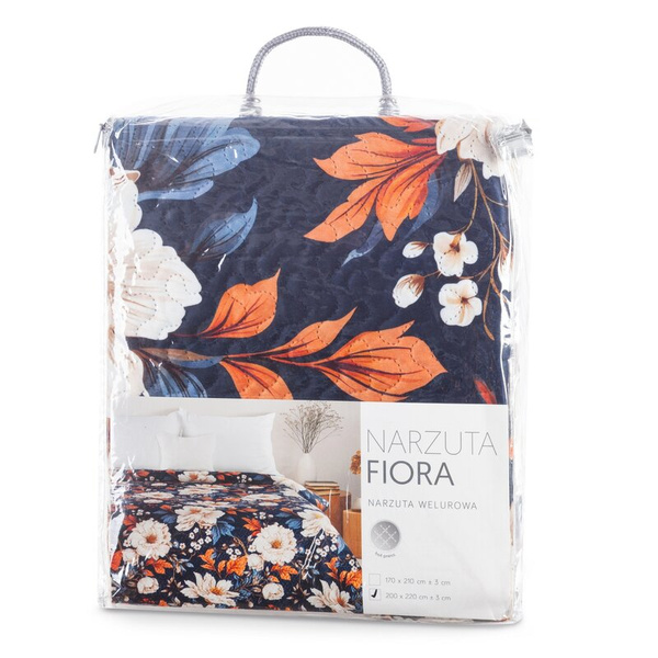 Baršunasti prekrivač za krevet 200x220 cm ukrašen botaničkim printom