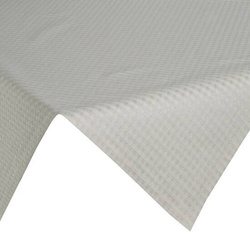 Obrus świąteczny szampański z żakardowej tkaniny w krateczkę przetykany jasno złotą nicią 85x85 stolnjak Flash 1