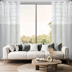 Bijela mrežasta zavjesa ukrašena cvijećem i malim 3D perlicama, 140x250 cm- JASMIN 3 Eva Minge