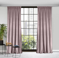 Zavjesa od jednobojnog mekog baršuna trakasta 140x270 cm ružičasta ROSA  