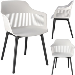 Plastična vrtna stolica s naslonima za ruke, vrlo čvrsta stolica, crno-bijela boja