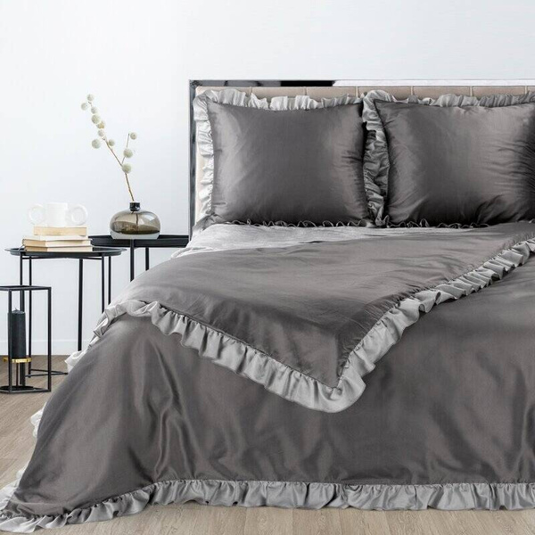 Set posteljine 220x200 od pamuka ukrašen kontrastnim volanom Eliza