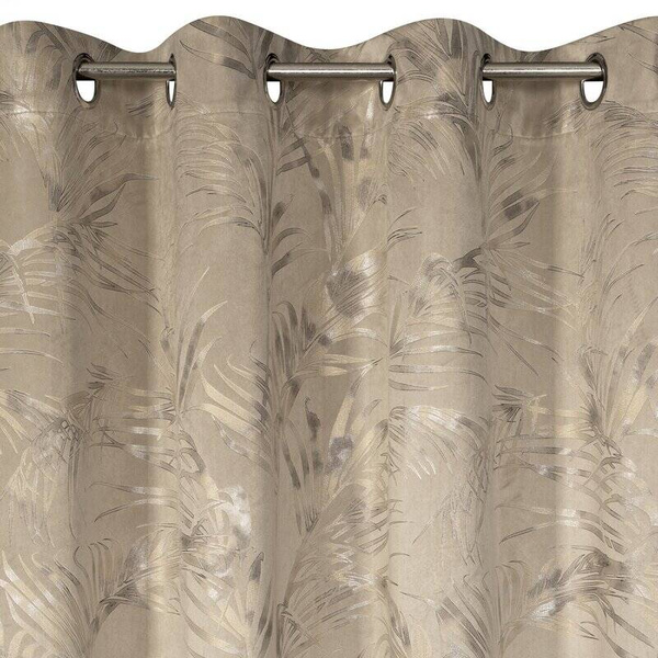 Zavjesa od mekog baršuna s metalik printom s motivom palminog lišća 135x270 Debra