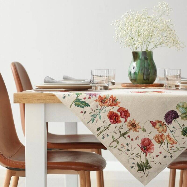 Goblen stolnjak ukrašen tkanim cvjetnim motivom 100x100