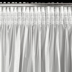 Set od 2 bijele zavjese ukrašene čipkom s biserima, uključujući špagu, 140x270 cm LARIS traka