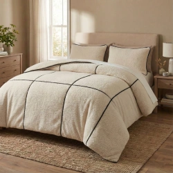 Topla i mekana flis posteljina 140x200/220 Teddy Trim Beige 