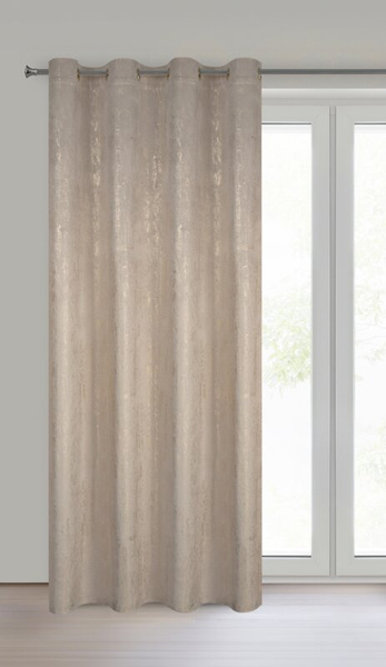 Baršunasta zavjesa 140x250 ukrašena zlatnim uzorkom i zlatnim ušicama - DARA