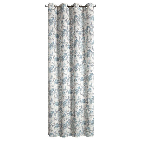 Zavjesa od tkanine s dodatkom lana, ukrašena printom, 140x250 cm,