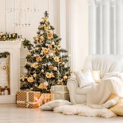 Božićna zavjesa od gaze ukrašena aplikacijom s motivom zvijezde, 140x250 cm - XMAS