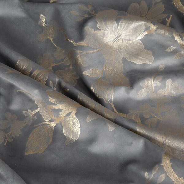 Tamno siva zavjesa ukrašena printom sjajnog cvijeća, 140x250 cm - CELIA