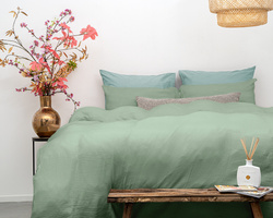 Zelena posteljina od muslina zgužvana, nije potrebno glačanje, 100% pamuk 