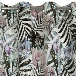 Zavjesa bijela, srebrna s uzorkom egzotičnog lišća od baršuna 140x250 cm MALIBU