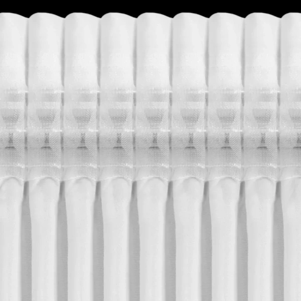 Kratka bijela šifonska zavjesa ukrašena aplikacijom, 400x160 cm- LORETA