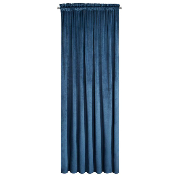 Zavjesa od jednobojnog mekog baršuna trakasta 140x270 cm tamno plavaROSA
