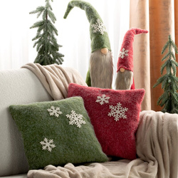 Božićna filcana jastučnica 40x40 cm u zelenoj i bijeloj boji s aplikacijom pahuljica