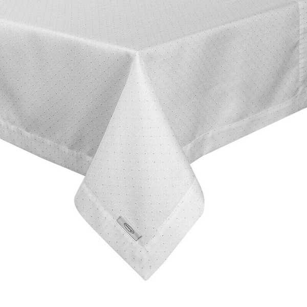 Stolnjak 140x240 ukrašen srebrnim sjajnim koncem i elegantnom trakom Ellen