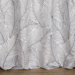 Zavjesa gotova bijela s crnim otiskom lišćana ušicama 140x250 Kendra , jedan komad u paketu