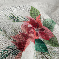 Božićna kuhinjska zavjesa, bijela i crvena, ukrašena printom božićne zvijezde, 150x90 cm, tregeri - XSMAS 3