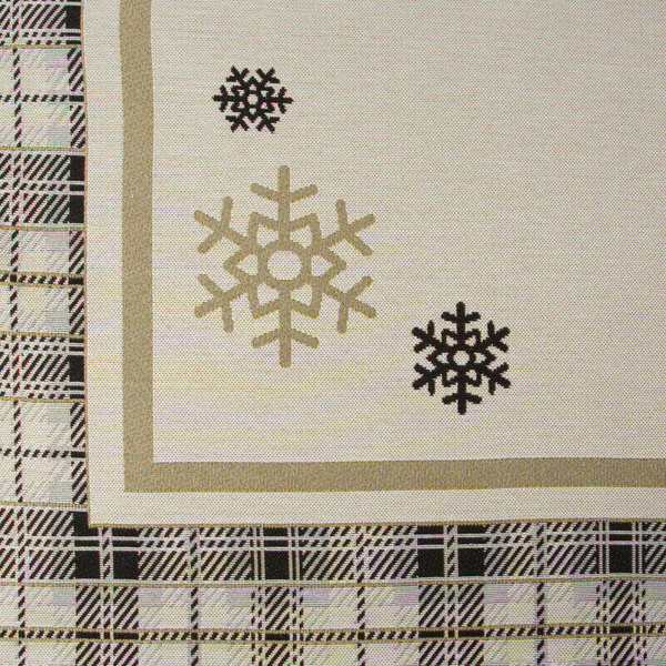 Nadstolnjak goblen s motivom zlatne pahulje i ukrasnim kariranim rubom 45x140 Angel