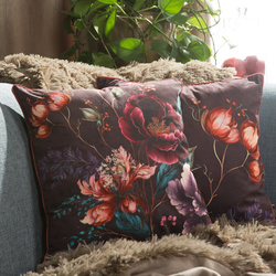 PREMIUM dvostrana jastučnica 45x45 od mekog baršuna s cvjetnim motivom i rubnim detaljima VELVET