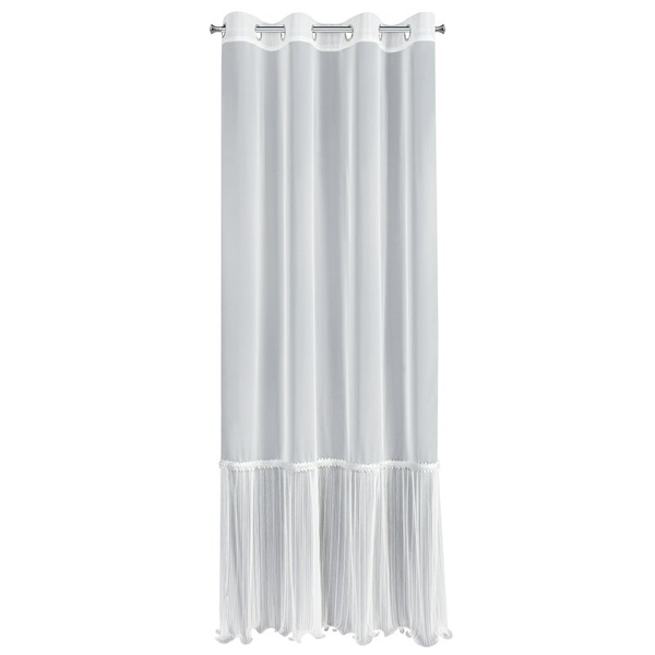 Bijela zavjesa od fine mreže ukrašena naborima i čipkom, 140x250 cm - HANA