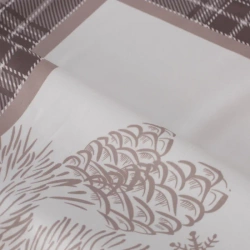 Baršunasti stolnjak, salveta 85x85 s božićnim motivom i ukrasnim kariranim rubom Holly