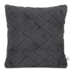 Jastučnica 45x45 cm srebrna od mekog pliša ukrašena reljefnim uzorkom CARO 