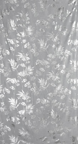 Bijelo-srebrna mrežasta zavjesa s biljnim motivom, 140x250 cm - DELIA