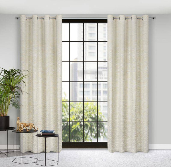 Zavjesa od baršuna sa osjenčanim srebrnim i zlatnim uzorkom u boho stilu 140x250 Areta