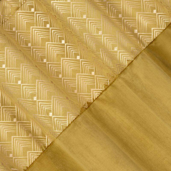 Baršunasta zavjesa s ukrasnom trakom i svijetlozlatnim geometrijskim printom na gornjem dijelu 140x250 Elen