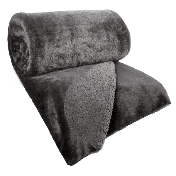 Zimska deka 220x240 cm, dvostrani prekrivač od ugodnog krzna i tkanine s uzorkom janjeće kože, NINA Premium