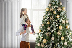 Božićna zavjesa od gaze ukrašena aplikacijom s motivom zvijezde, 140x250 cm - XMAS