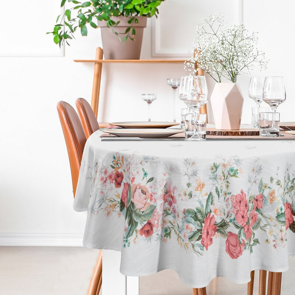 Okrugli stolnjak 140 cm ukrašen printom ljetnog cvijeća SUMMER 12