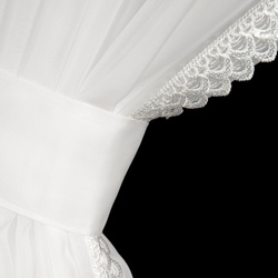 Bijela zavjesa 400x250 cm s ukrasnom čipkom i vezicom - CAROLINE