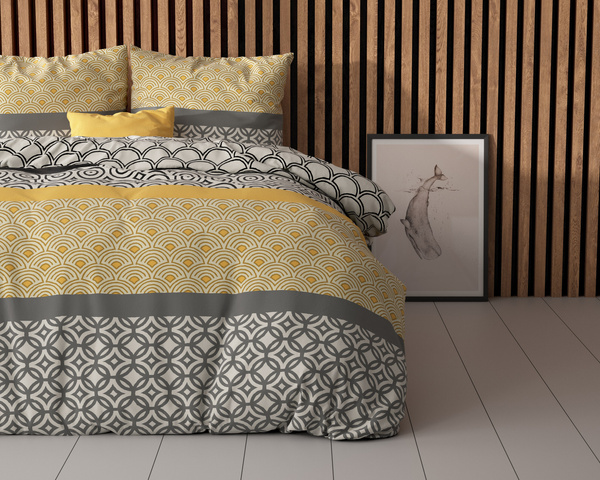 Pamučna posteljina 240x220 Sleeptime sivo narančasta