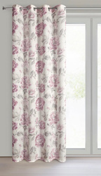 Zavjesa 140x250 od tkanine s dodatkom lana, ukrašena suptilnim cvjetnim printom- DAVENA