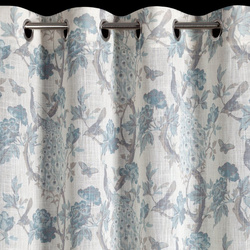 Zavjesa od tkanine s dodatkom lana, ukrašena printom, 140x250 cm,