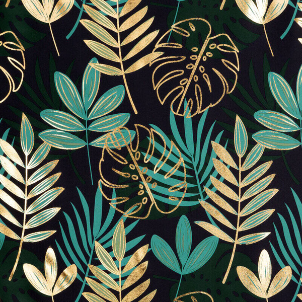 Zavjesa 140x250 s motivom egzotičnog lišća i sjajnim printom Malta