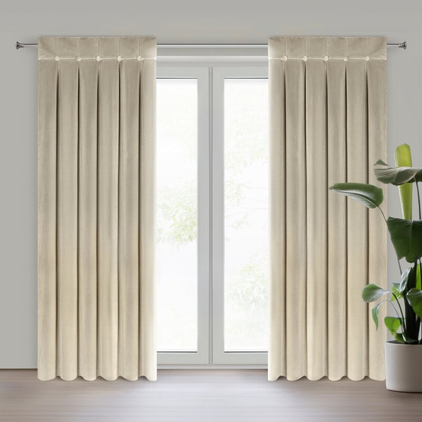 Baršunasta zavjesa ukrašena dubokim naborima i gumbima 85x250 cm (dimenzije zavjese dane nakon sklapanja) zavjesa s tregerima - ALITA